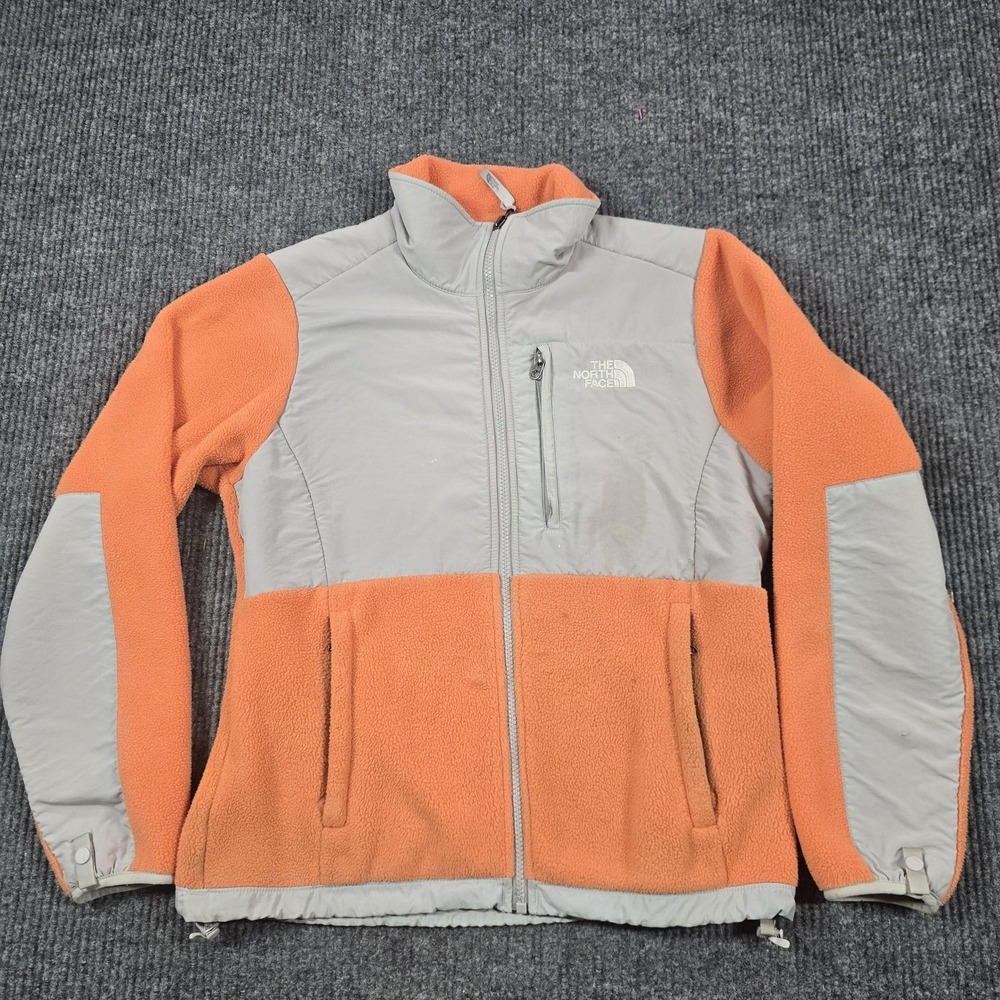 North Face Jacket Womens Small Orange Gray‎ Fleece Full Zip Polartec Outdoor